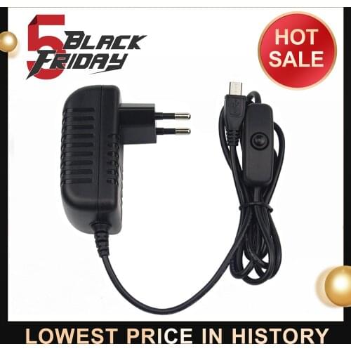 5V 3A Power Supply Charger AC Adapter Micro USB Cable with Power On/Off Switch For Raspberry Pi 3 pi pro Model B B+ Plus