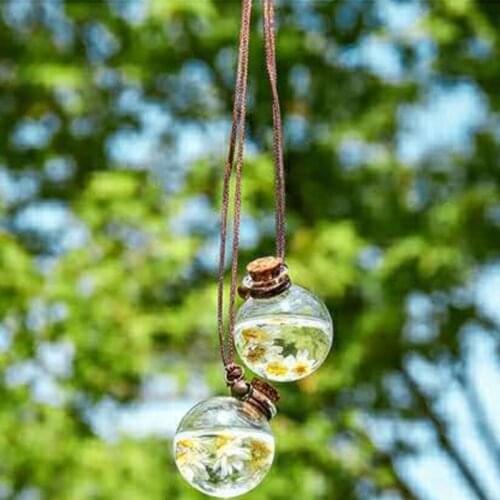 Car Air Freshener With Flower Auto Ornament Perfume Pendant Storage Bottle