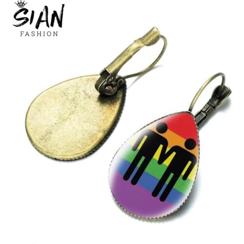SIAN Gay Pride Unusual Earrings Jewelry Rainbow Glass Hanging Earring Female Fashion Womens Decorations For Girls Wholesale