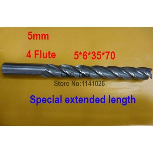 Free shipping 5pcs 5mm 4 Flute HSS & Special extended length Aluminium End Mill Cutter CNC Bit Milling Machinery Cutting tools