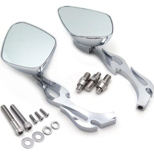 Free Shipping Flame Shape Alloy Running Ctom Mirrors for Harley Davidson Softail FatBoy Chromed Aftermarket Motorcycle Parts