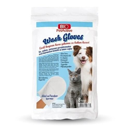 Biopetactive Wash Glowes (Pet Dry Wash Care Sac) 8Adet