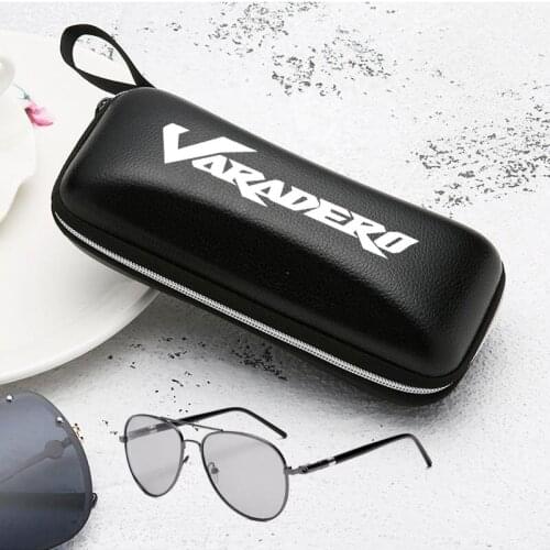 Black leather women man glasses Case sunglasses Case Box for Honda XL125V XL125 XL1000 XL1000V Varadero motorcycle Accessories