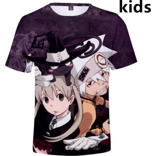 3 To 14 Years Anime Soul Eater Clothing Children Kids Boys Girls Short Sleeve tshirt T Shirt Outerwear Child T-shirt