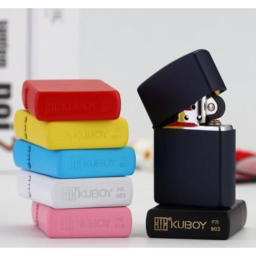 KUBAO Brass Shell Kerosene Lighter Stainless Steel Insert Creative Retro Classic Windproof Cigarettes Accessories Smoking Gadget