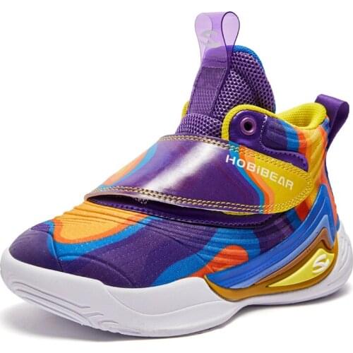 Boys Leather Basketball Shoes, Boys and Girls with Thick Non-slip Soles for Outdoor Sports