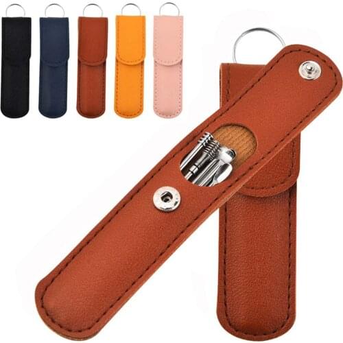 6 Pcs/Set Leather Case Stainless Steel Ear Pick Double-Headed Spiral Ears Cleaner Wax Remover Ear Care Tool