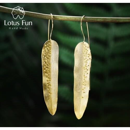 Lotus Fun Real 925 Sterling Silver Handmade Fine Jewelry Creative Design Dewdrops On Willow Leaves Dangle Earrings Brinco