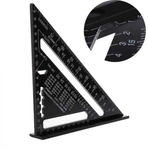 7 Inch Metric Aluminum Alloy Triangle Ruler Speed Square Roofing Angle Protractor for DIY Artists Woodworking Measuring tools
