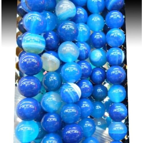 Fashion New! Blue Striped Round Natural Stone Beads For DIY Jewelry Findings Free Shipping 4 6 8 10 12MM