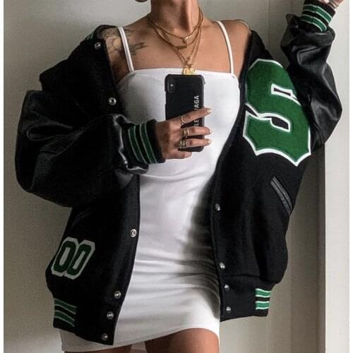 YICIYA 2021 New Autumn Letter Embroidery Mens Varsity Jacket Womens Baseball Bomber Coat Campus Street Casual Patchwork Tops