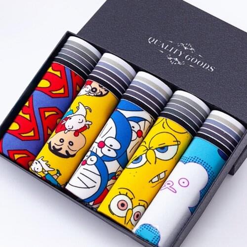 Mens Cartoon Boxer Shorts Mid-waist Personality Trend Youth Underwear Breathable Seamless Multicolor Mens Sexy Underwear