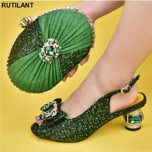 New Ladies Shoes and Bags To Match Set Decorated with Rhinestone for Party Shoes and Bag for Party Wedding Pumps Women Shoes