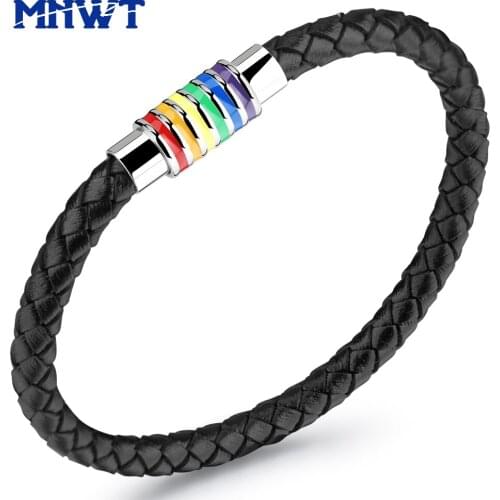 MNWT New Leather Bracelet Men Bracelets For Women Pulseira Masculina Stainless Steel Magnetic Clasp Pulseiras Man Jewelry Gift