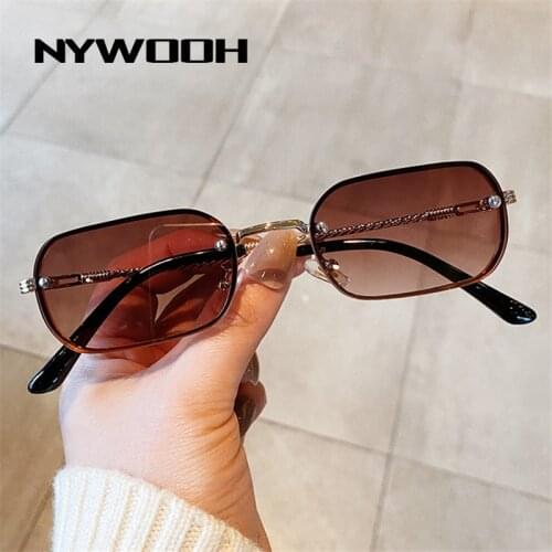 NYWOOH Brand Small Rectangle Sunglasses Women Classic Driving Sun Glasses Men Vintage Narrow Metal Eyeglasses UV400