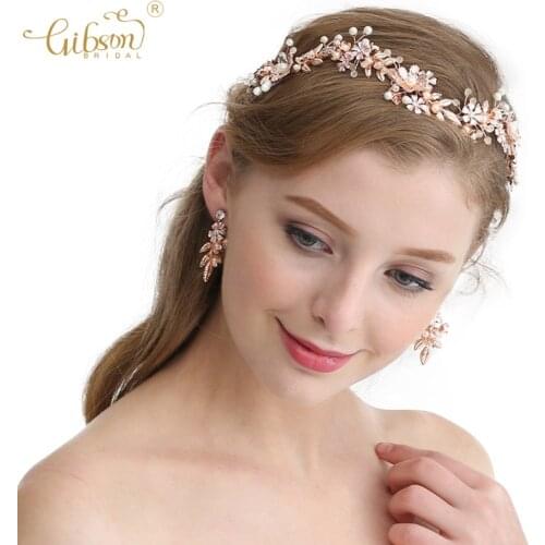 Charming Princess Bridal Hair Vine Tiara Wedding Headband And Earring Set Bridesmaid Headpiece Crown