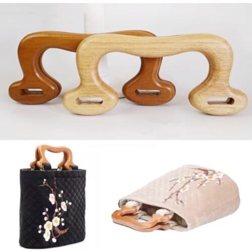 One Pair 17cm Solid Wood Bag Handle Knitting Bag Handles Wood Purse Hanger DIY Bag Handle Bag Parts Coffee Vintage Handmade