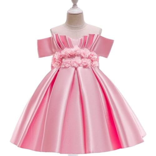 Flower girl Childrens sleeveless Flower dress Vintage Satin Princess Birthday parties and weddings kidss wear Baby girl dress