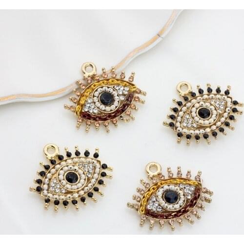 Demon Eyes Charms Zinc Alloy Golden Handmade Pendants 22X24mm 4pcs/lot For DIY Jewelry Earrings Making Finding Accessories