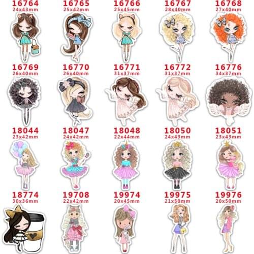 DIY Craft Supplies Sewing Accessories Cartoon Girl Printed Planar Resins Mold 10 Pieces. PR-16764