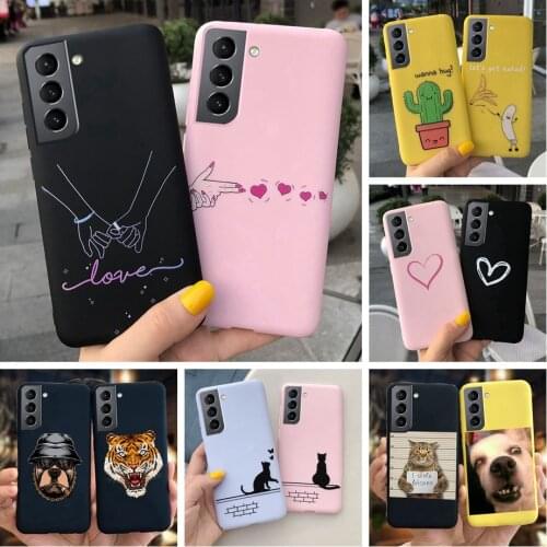 Love Heart Cover For Samsung Galaxy S21 S 21 Plus Case Silicone Painted Cute Soft Slim TPU Cover For Samsung S21 Plus Phone Case