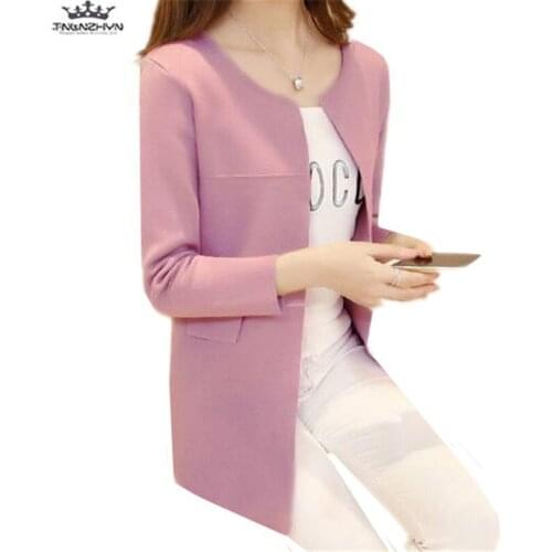 Tnlnzhyn 2019 Spring Autumn Women long Knit Sweater Cardigan Women Casual O-neck Long Sleeve Loose Knitted Cardigan Y1064