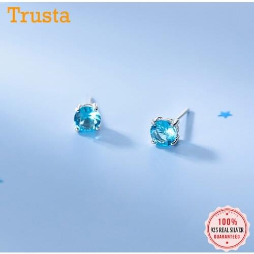 Trustdavis Real 925 Sterling Silver Fashion Simple Dazzling CZ Charm Stud Earrings For Women Wedding Party Fine Jewelry DA1951