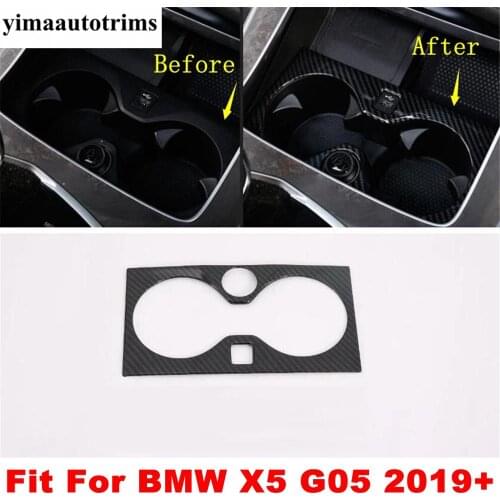 Carbon Fiber ABS Accessories For BMW X5 G05 2019 - 2021 Gearbox Shift Stall Water Cup Holder Panel Cover Trim Interior Refit Kit