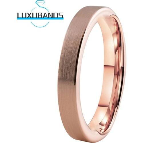 Wemens 4MM Rose Gold Tungsten Wedding Bands Pipe Cut Engagement Rings Brushed Finished Comfort Fit
