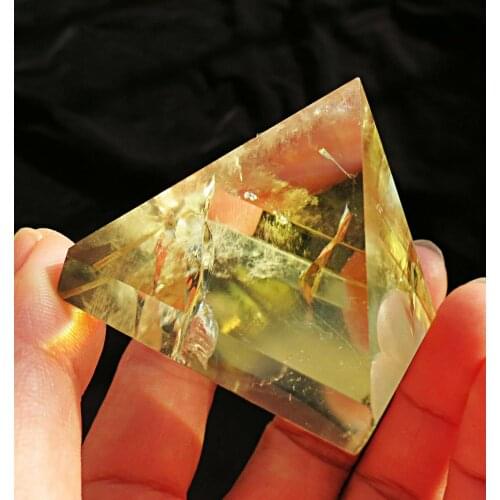 1pcs 4cm 5A++ Beautiful !! natural lemon yellow transparent quartz crystal pyramid