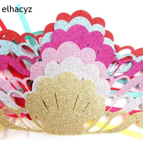 1PC Girls Glitter Mermaid Headband for Kids Summer Shiny Shell Satin Hairband Birthday Party Princess Tiaras Hair Accessories