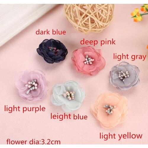 10pc/lot Small Artificial Chiffon Tissue Applique Fabric Flower For Crafts Clothes Dress Costume Corsage Hair jewelry Making Diy
