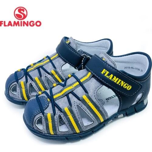 FLAMINGO 2020 Summer Hook&Loop Mixed Color Casual Kids shoe Little Outdoor Sandals Flat for boy Size 27-33 201S-HL-1739/1740