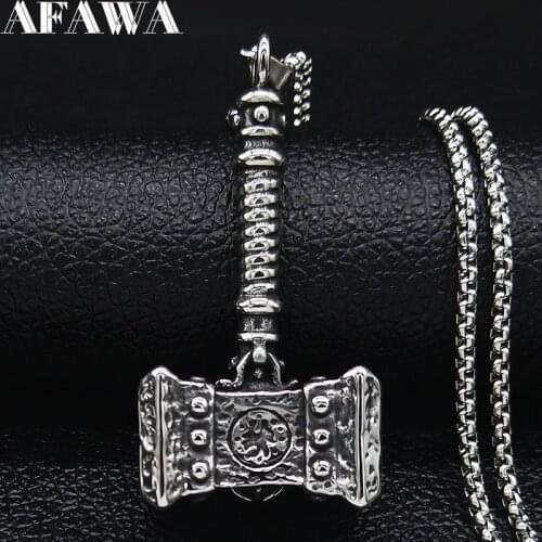 2021 Fashion Ax Stainless Steel Statement Necklace for Men Silver Color Necklaces & Pendants Jewelry colgante hombre N19482