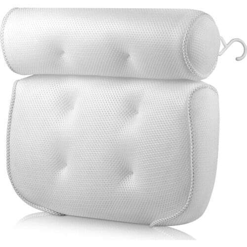3D Mesh Bath Pillows with Suction Cups Quick Dry Anti-odor Antibacterial Bathtub Head Rest Pillow Cushioned Pad Neck Rest Holder