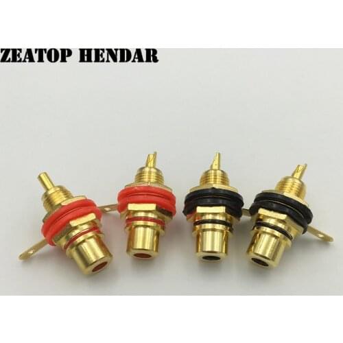 50Pcs Gold Plated RCA Female Panel Mount Plug Jack Audio Socket Amplifier Chassis Phono Connector with Nut Solder Cup