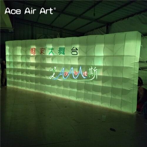 6 m Long LED Straight DJ wall inflatable photo booth backdrop,Christmas party wall with 8pcs lights for sale