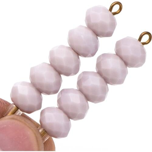 70 beads- Crystal Glass Faceted Rondelle beads 6x8mm, Opaque Light Purple (#BZ08-136)