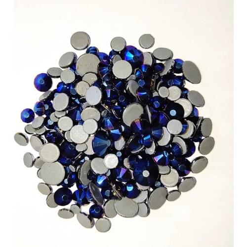 AAAA+ Best Quality Metallic Blue Hot Fix Rhinestone Shiny Super Bright Hotfix Iron On Crystals Glass For Clothes Decorations