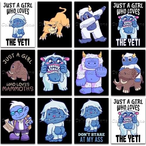 New Diamond painting Cartoon Snow monster text elephant 5D DIY Full Square Drill embroidery Cross stitch 3D mosaic Drawing 1016