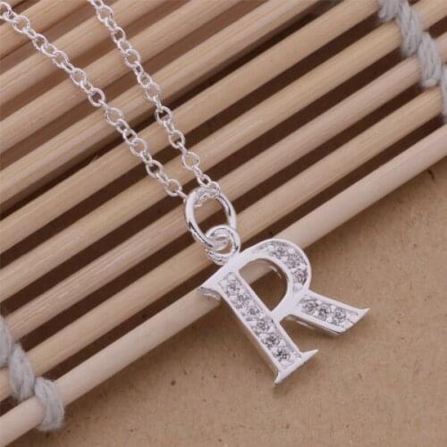 AN217 top quality Silver color letters K and R pendant necklace with zircon Classic charm jewelry nice gift for woman hot