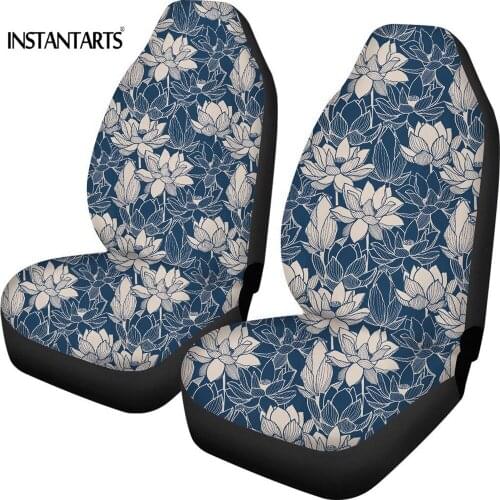 Floral Car Seat Covers Lotus Flower Printing Vehicle Seat Protector 2 Packs Front Seat Auto Interior Durable Seat Cushion Covers