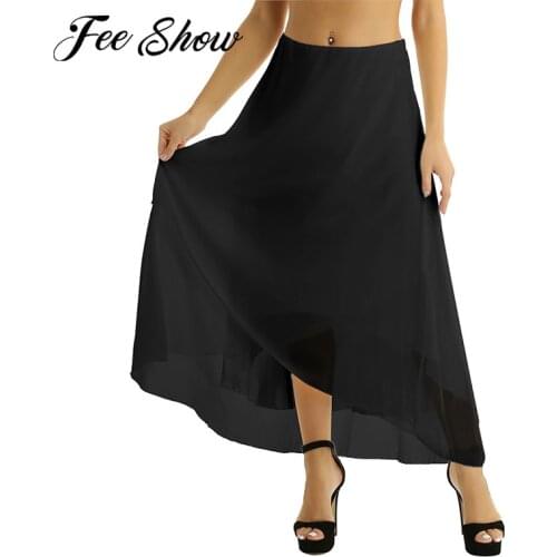 Black Women Ladies Elegant Summer Maxi Long Skirt Satin High Waist Tulip Hem Solid Color Long Chiffon Skirt for Beach Wedding