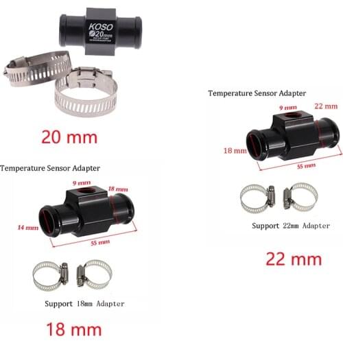 Koso Motorcycle Water Temperature Gauge Sensor Joint Pipe Radiator Hose Adapter 18/20/22mm Thermometer Adapter