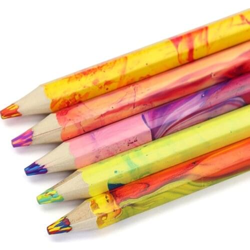 DEDEDEPRAISE 4-Color Thick Lead Pencils Erasable Wooden Multi-Colored Pencil Lapis De Cor Drawing Sketch Color Pencil Supplies