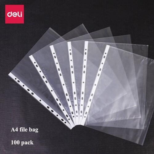 Deli 5710 A4/A3 transparent document bag file folder 11 hole loose leaf insert bag clear file bag file folder