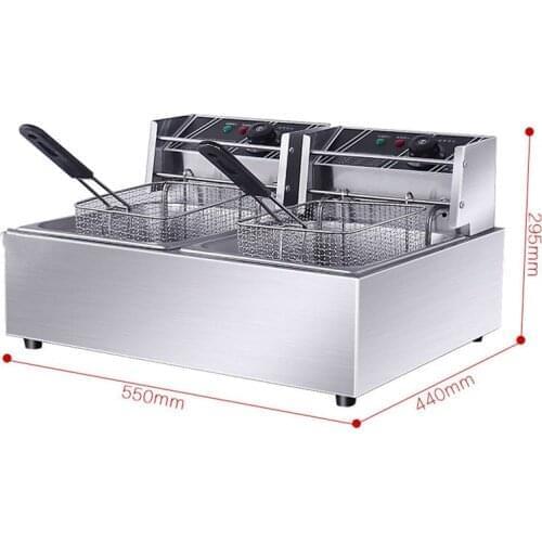 12L French Fries Frying Machine 2Tanks Double Basket Commerical Electric Deep Fryer Machine in stock