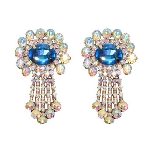 Hot Selling Colorful Statement Earrings For Women Luxury Big Crystal Rhinestone Tassel Earing Jewelry Gift Wholesale Accesories