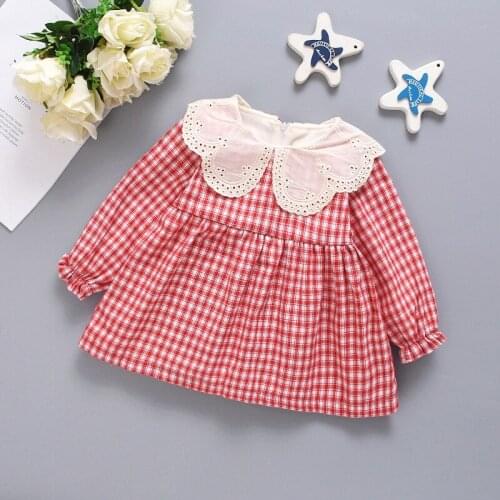 NEW Newborn Infant Baby Girls Dress Plaid Lace Casual Cotton Kids Long Sleeve Dress Winter Outfits Set Clothes for 0-24 Month