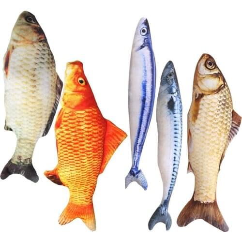 Catnip Toys Simulation Fish Shape Realistic Fluffy Catnip Doll Interactive Pets Pillow Chew Bite Supplies for Cat Kitten Kitty